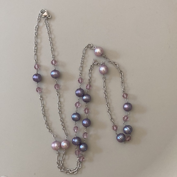 Honora Cultured Pearl and Swarovski crystal necklace - Picture 1 of 5